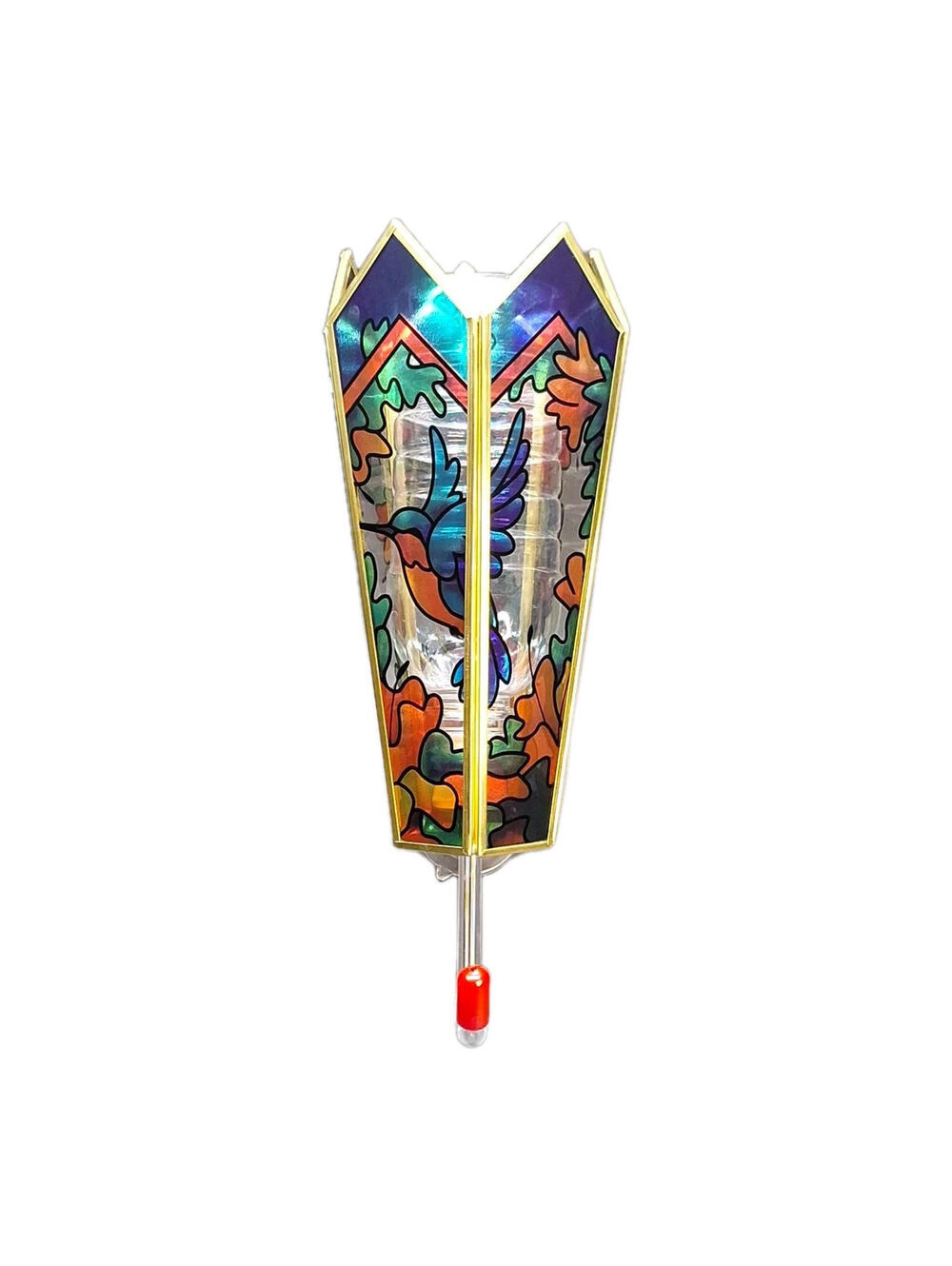 Vintage Hummingbird Feeder MORE DESIGN Stained Glass Style Original Box Window